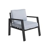 Uso doméstico LOLAhome Sillón de jardín Laminado Thais de Aluminio Grafito de 73x74x73 cm