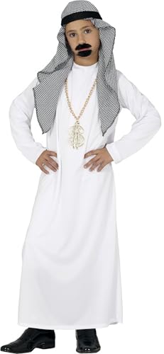 FIESTAS GUIRCA | Costume de Cheik Enfant (7-9 Ans) - Coiffe et Tunique - Costumes de Prince du Désert pour Halloween, Carnaval et Fêtes Costumées - Idéal pour...