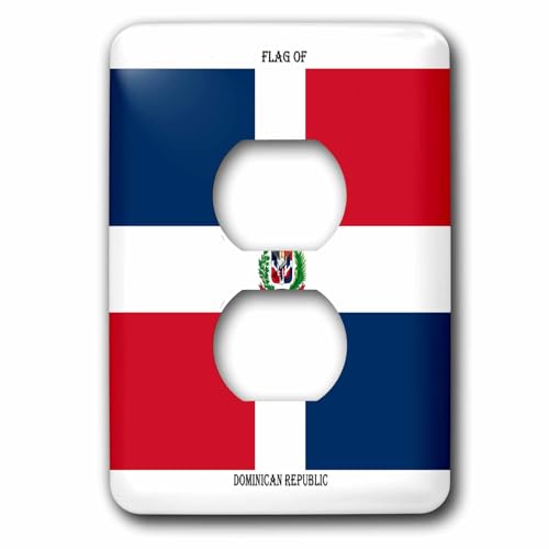 Drapeau République Dominicaine plaque double prise 3dRose pour salon et bureau