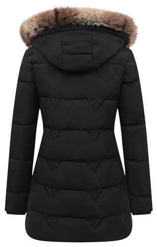 TYBBNY Women's Winter Coat Waterproof Long Insulated Parka with Detachable Hood - Fleece Lined, Windproof, Multiple Pockets Winter Jacket for Cold Weather & Outdoor Activities
