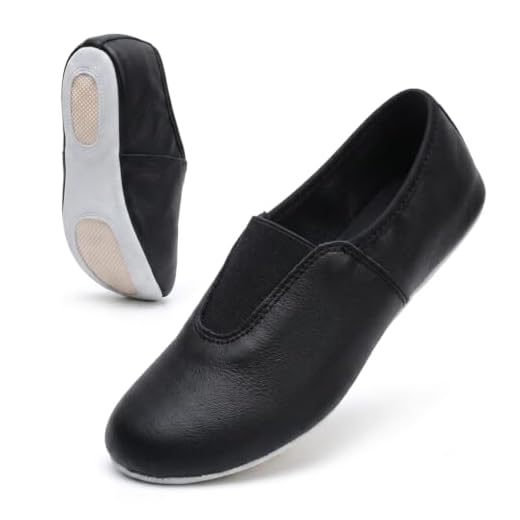 Adult Gymnastic Shoes - Trampoline & Tumbling - Agility Gym Shoes, Goat Leather Slip-ons, Rubber Sole (9) - Black