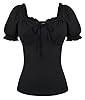 SCARLET DARKNESS Women's Renaissance Puff Sleeves Blouse Medieval Square Neck Retro Ruffles Top Black XXL #3