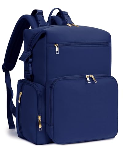 Image of CEI-CEI Neoprene Diaper Bag Backpack with Insulated Pockets, Large Newborn Baby Maternity Bags Travel Tote with Changing Pad (Dark Blue)