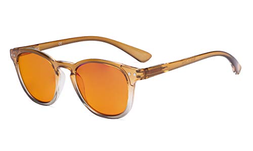 Eyekepper Ladies Blue Light Blocking Reading Glasses with Orange Tinted Filter Lens - Night Sleep Computer Readers Women - Brown-Clear Frame +2.00