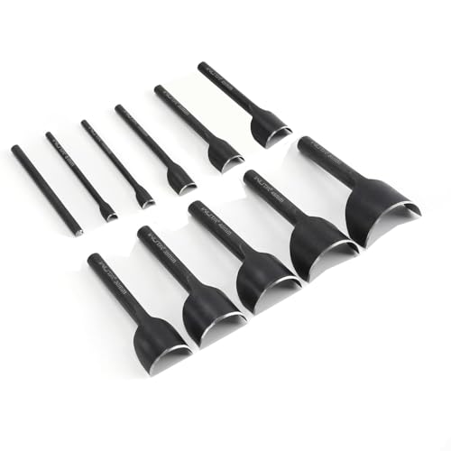 WUTA Perforadora semicircular negra, 11 piezas de acero al carbono, juego de sacabocados de cuero, para cinturones, carteras y pulseras de relojes, artesanía de cuero (todos los tamaños)