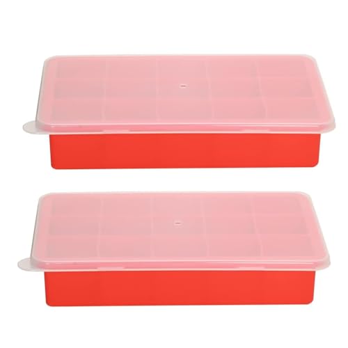 Kit Com 2 Formas de Gelo em Silicone com Tampa Ideal Para Congelar Papinha Bebê Livre Bpa Produz 15