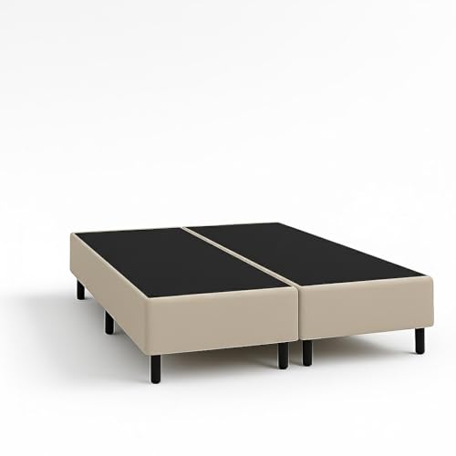 Base Box Casal Bipartida com chapinha 138x188 - Bege