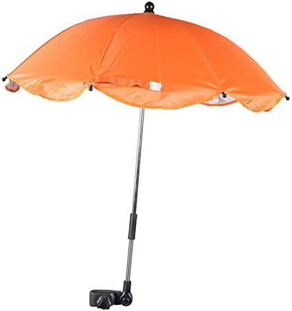 Kisangel Portable Chair Adjustable with Detachable Clip Arm Parasols Universal Sun Push Shade Ster Fixing and On Device Flexible Chair Parasol Clamp Baby Orange Clip-on Clip- Umbrella Portable Chairs
