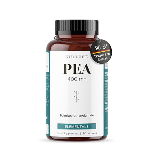 Nullure PEA Palmitoiletanolamida | 400 mg por cápsula | Certificado por terceros en Alemania | Vegano y sin aditivos | Antiinflamatorio · Control del dolor | 90 cápsulas | Fabricado en España