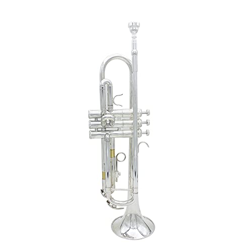 Mingzhe Trompete Bb B plano de latão prateado requintado com escova de limpeza de bocal