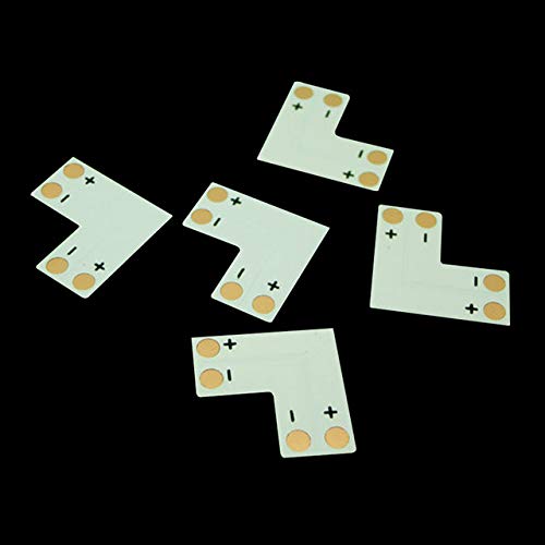 Davitu 10pcs/lot 10mm 2 Pin L X T Shape Adapters Single Color Connector 5630 5050 LED Strip Corner PCB Board Connectors No Soldering - (Color: 10pcs PCB L Shape)