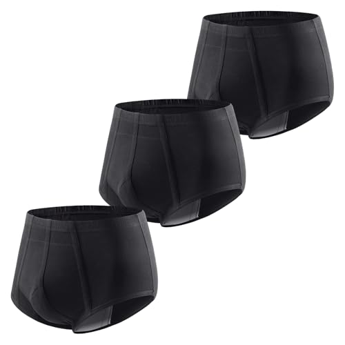 Carer Slip Incontinence Homme 3 pièces, Culottes Réutilisables et Lavables en Coton avec Coussinet Absorbant 200 ml, Slip Incontinence Homme Taille XXL