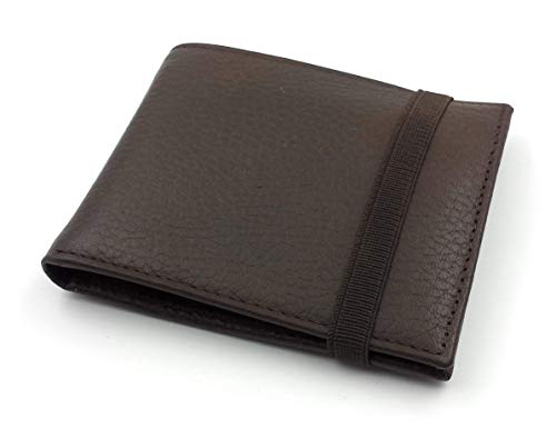 franartPiel – Cartera para hombre americana con monedero y cierre de elástico | Piel Ubrique | Billetera horizontal de cuero hecha a mano (Marrón)