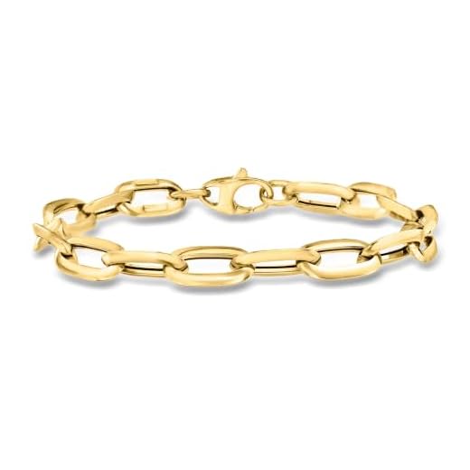 Ross-Simons Italian 14kt Yellow Gold Paper Clip Link Bracelet. 8 inches