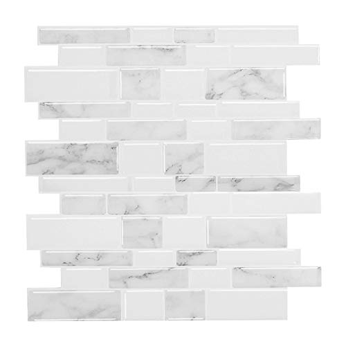 Peel and Stick Backsplash for Kitchen, 12” X 12” Self Adhesive Decorative Tiles, Stick on Tiles Kitchen Backsplash (Pack of 10, Thicker Design)