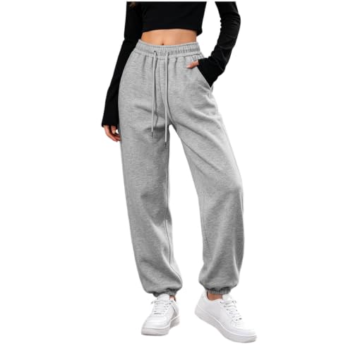 XUNRYAN Fleece Joggers for Women Elastic Waist Gym Sweatpants with Pockets - image 6