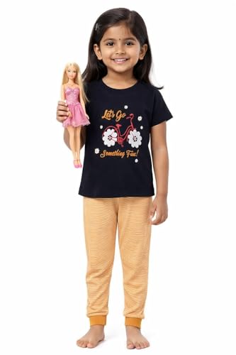 Image of NammaBaby Girl's Soft Cotton Night Suit (Printed T-Shirt & Pant Set /Girls Night Dress /Nightwear) Pack of 1