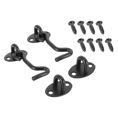ACOLY Lot De 2 Crochets Anti-tempête De 7,6 Cm, En Acier Inoxydable, Avec Vis (noir)
