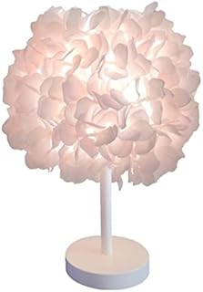 Pink Silk Flower Bedside Lamp Bedside Lampshade Modern Fashion Feather Table Light Desk Lamp Shade for Living Room Bedroom Home Decoration Wedding Decoration