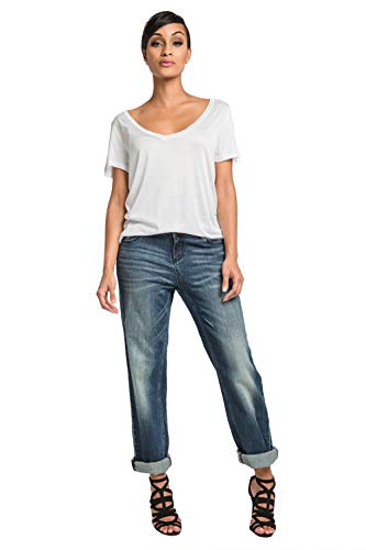 Poetic Justice Women's Curvy Fit Boyfriend Roll Up Jeans4