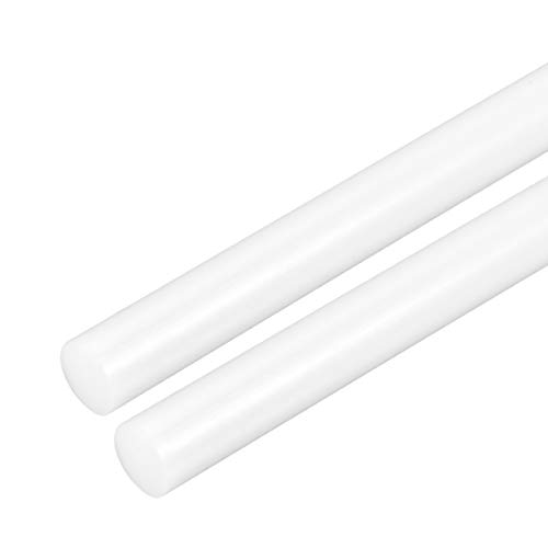 uxcell 2pcs Plastic Round Rod 5/8 Inch Dia 20 Inch Length White (POM) Polyoxymethylene Rods Engineering Plastic Round Bars(15mm)