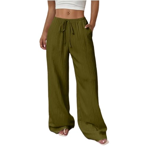 Pantalon en lin mélangé aéré et ample avec poches pratiques