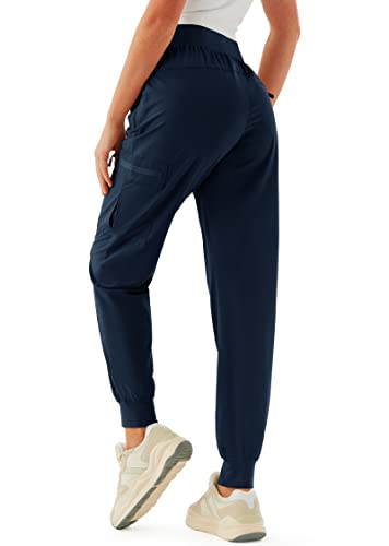 Women's Cargo Joggers Lightweight Quick Dry Hiking Pants For Women Outdoor Casual Athletic Workout Lounge With Zipper Pockets Navy Blue M #TOP1
