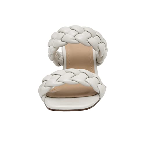 Cushionaire Women's Onyx Braided Heel Sandal +Memory Foam Wide Widths Available, Ivory 6.5 W #TOP2