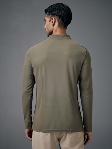 Image of TECHNOSPORT Mens Slim Fit Polyester Active Wear Collar Polo T-Shirt with Long Sleeves for Workout, Sports