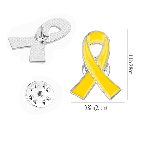 Image of Awareness Enamel Lapel Pin - Nickel and Gold Plated Ribbon Pin - Prevention and Awareness Ribbon - Jewelry Brooch Pin with Secure Clutch Back
