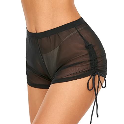 SHERRYLO Swim Shorts Women Sheer Board Short See Through Bikini Bottom Mesh Swimsuit Bottoms Sexy See Thru Bathing Suit