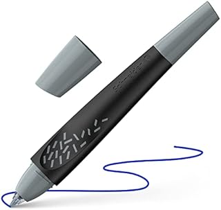 Schneider Breeze Rollerball Pen (Made from Recycled Plastic, Awarded with The Blue Angel Mark), Ink Colour: Royal Blue, Erasable, Black/Grey