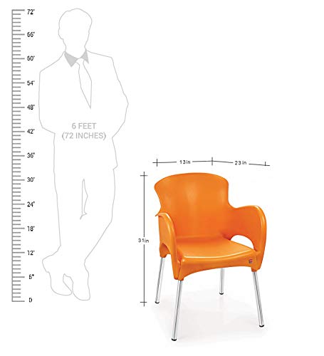 Image of Cello Xylo Chair Set Pack of 2 - Orange | Strong and Durable | Easy to Clean | Chair for Living Room, Bed Room, Kitchen, Office Room, Outdoor | 3 Years Warranty