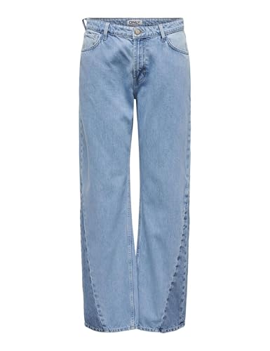 ONLY Onlcobain Reg Wide Colour Bl Dnm CRO Pantalones, Mezclilla Azul Claro
