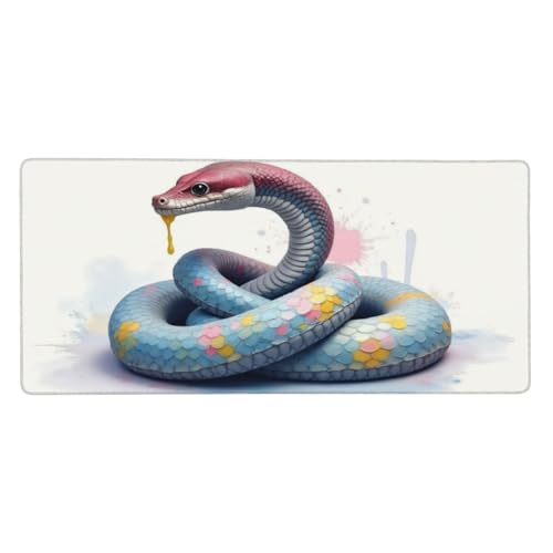 Grand tapis de souris bleu pastel avec motif serpent pour bureau et PC