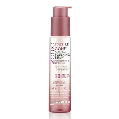 GIOVANNI 2chic Frizz Be Gone Anti-Frizz Polishing Serum - Anti Frizz Natural Hair Smoothing Formula with Shea Butter & Sweet Almond Oil, No Parabens, Color Safe Hair Oil Serum - 2.75 oz
