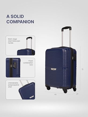Image of ZOUK Zoya Trolley Bag Large Size 77cm Hard Shell Suitcase Luggage Trolley Bag with Silent 360 Spinner Wheels, Lightweight Check-in Travel Suitcase with Combination Lock | Navy Blue