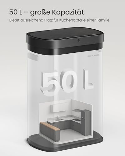 stabiler PP-Innenbehälter mit Griff leicht entnehmbar - Detailansicht von SONGMICS Autom. Sensor Mülleimer 50L Test –...