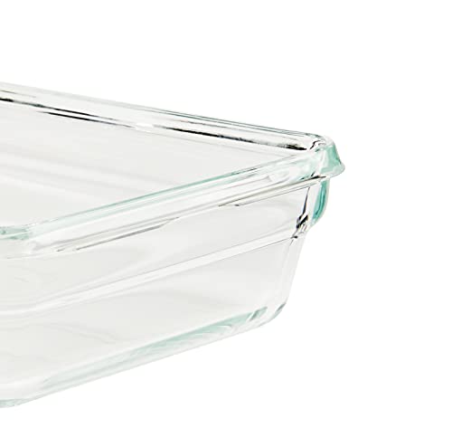 EMSA Clip & Close Glas Frischhaltedose, rechteckig, 3 L, 100 Prozent dicht, rutschfestes Stapeln, Glasbehälter spülmaschinen-, gefrier-, backofen-, mikrowellenfest, Rot, Transparent, N10412 2