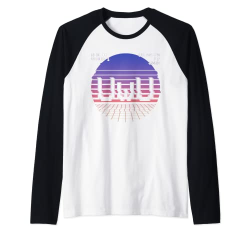 Vaporwave Aesthetic UWU retro Synthwave Glitch t-shirt de manga Raglan, Preto, Pequeno