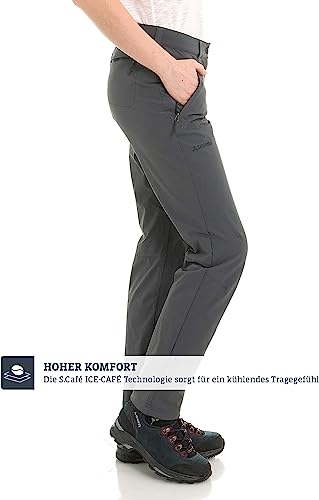 Schöffel Damen Pants Engadin1, strapazierfähige Damen Hose für Wanderungen, wasserabweisende Outdoor Hose mit sportlichem Schnitt, asphalt, 44