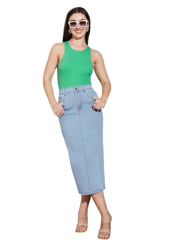 Image of Miss Chase Women's Straight High Rise Mini Denim Skirt