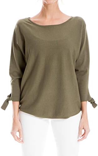 Max Studio Women's Tie Sleeve Sweater, Cedar, Small