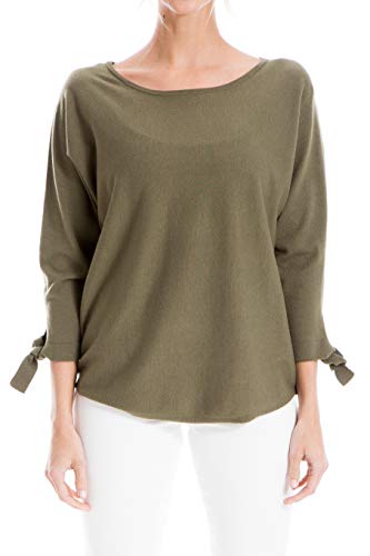 Max Studio Women's Tie Sleeve Sweater, Cedar, Small #TOP8