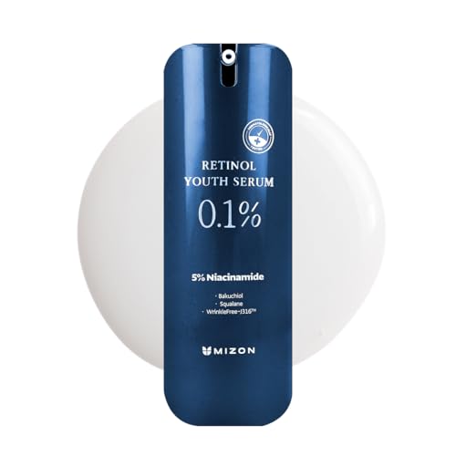 Siero Anti-Aging Mizon Retinol Youth (0,1%) Skincare Coreana - Formula Anti-Invecchiamento Avanzata con Bakuchiol e Niacinamide per la Riduzione delle Rughe, Illuminazione della Pelle e Miglioramento