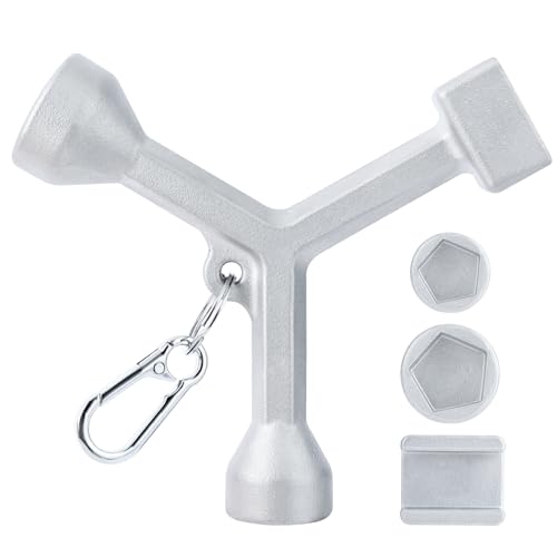 Mzcvriru 304 stainless steel Meter Curb Box Key Wrench for Meter Pit Cover with Pentagon Nut, Water Meter Valve Shut Off Tool, Meter Pit Lids Key for Standard and Large Pentagon Bolts