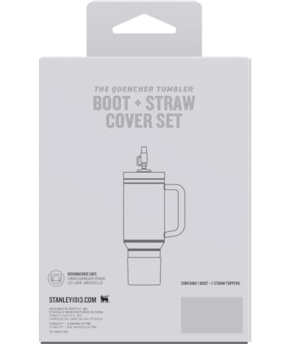 Image of STANLEY Quencher Boot and Straw Cover Cap | Anti-Slip Silicone Protector for 40 oz Tumbler with Handle | Accessory Set for Stainless Steel Drinking Cup | Cream