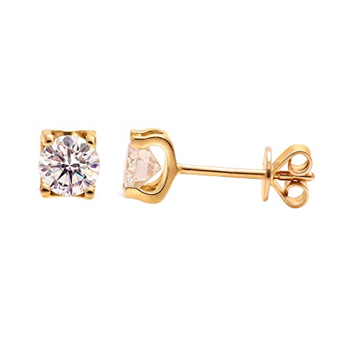 Boucles d'oreilles moissanite au quotidien, puces discrètes en or 18K