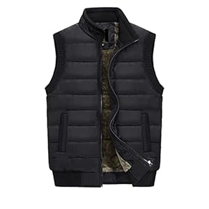 SUWALI Men’s Outerwear Vests， Mens Jacket Sleeveless Vest Winter Male Fleece Warm Vest Coats Men Stand CollarThicken Waistcoats Clothing (Size : M)