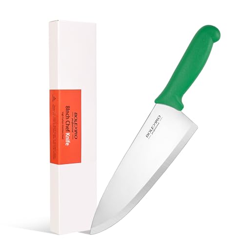 8 inch Japanese High Carbon Stainless Steel Chef Knife, Professional Extra Sharp Wide Cook Knife with Non-slip Ergonomic Handle, for Kitchen Home Restaurant